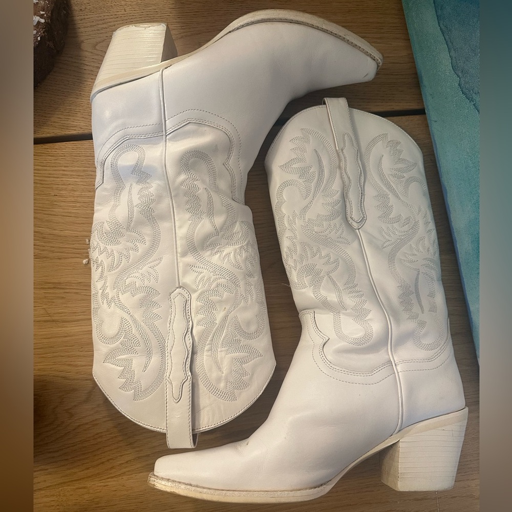 Jeffrey Campbell White Heeled Cowboy Boots‎ Dagget all white size 10 - Picture 4 of 7